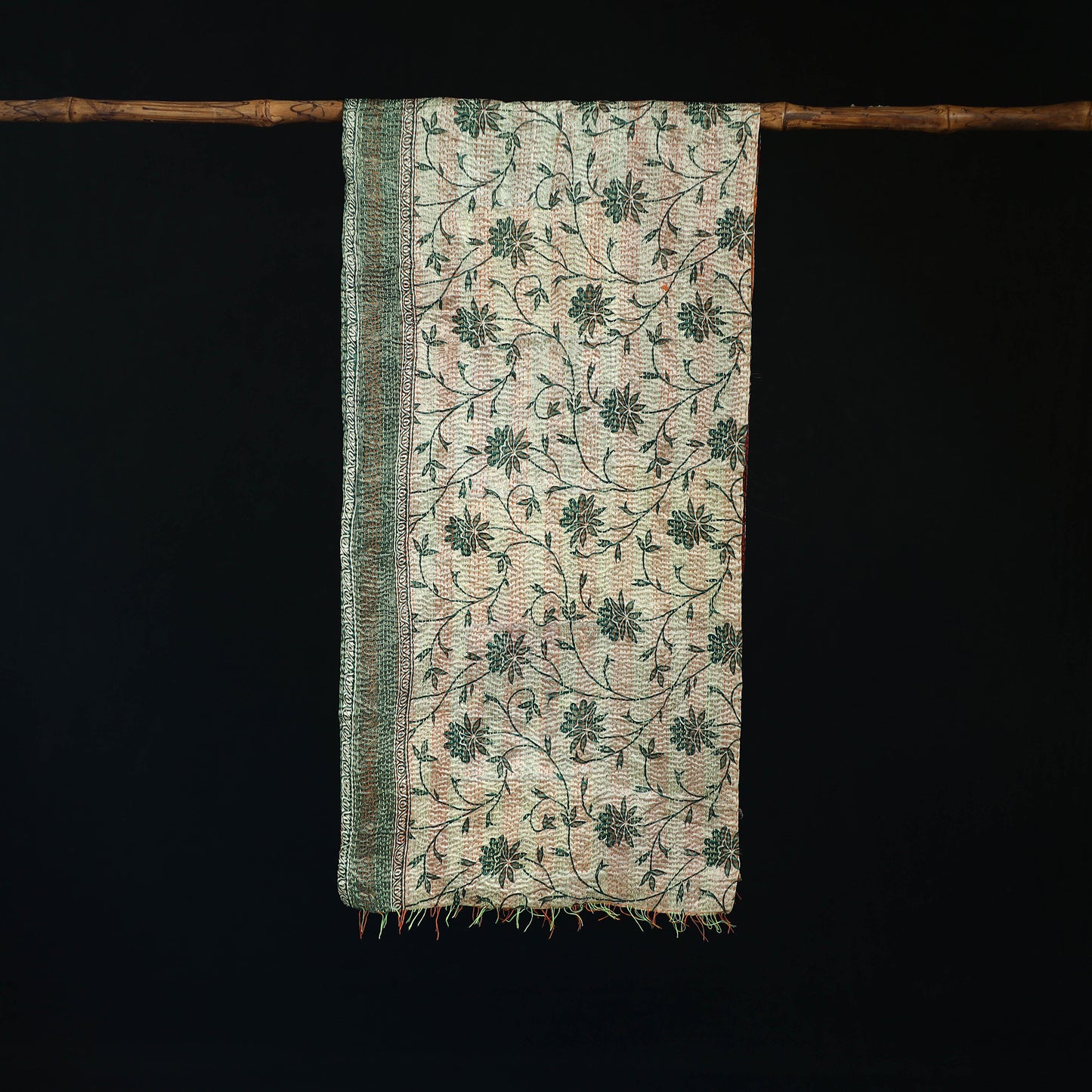 Bengal Kantha Handwork Patchwork Reversible Silk Stole 235