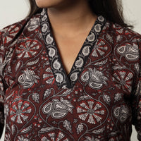 Maroon - Jahota Block Printed Cotton Straight Kurta 06