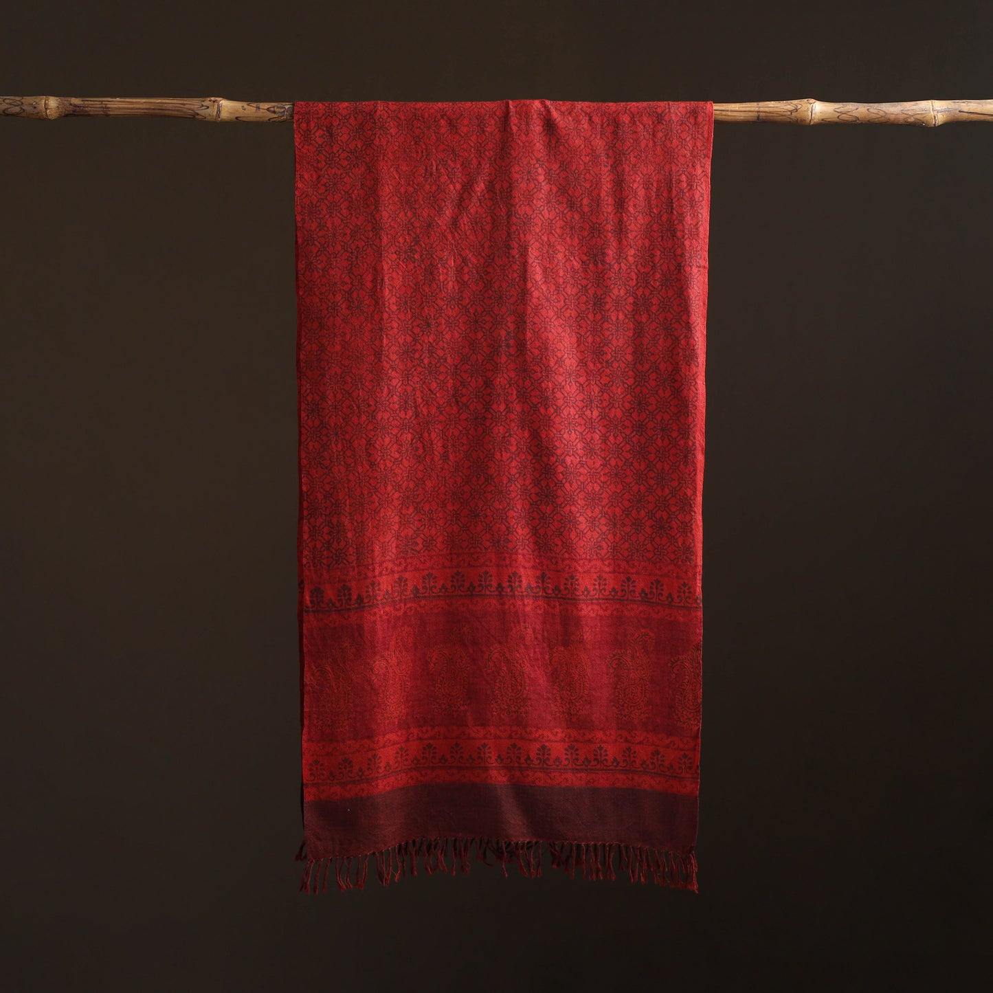 Handwoven Merino Wool Natural Dyed Bagh Hand Block Print Stole 26