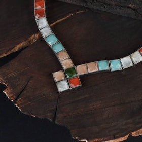 Multicolor - saanjh saaj classic german silver necklace set