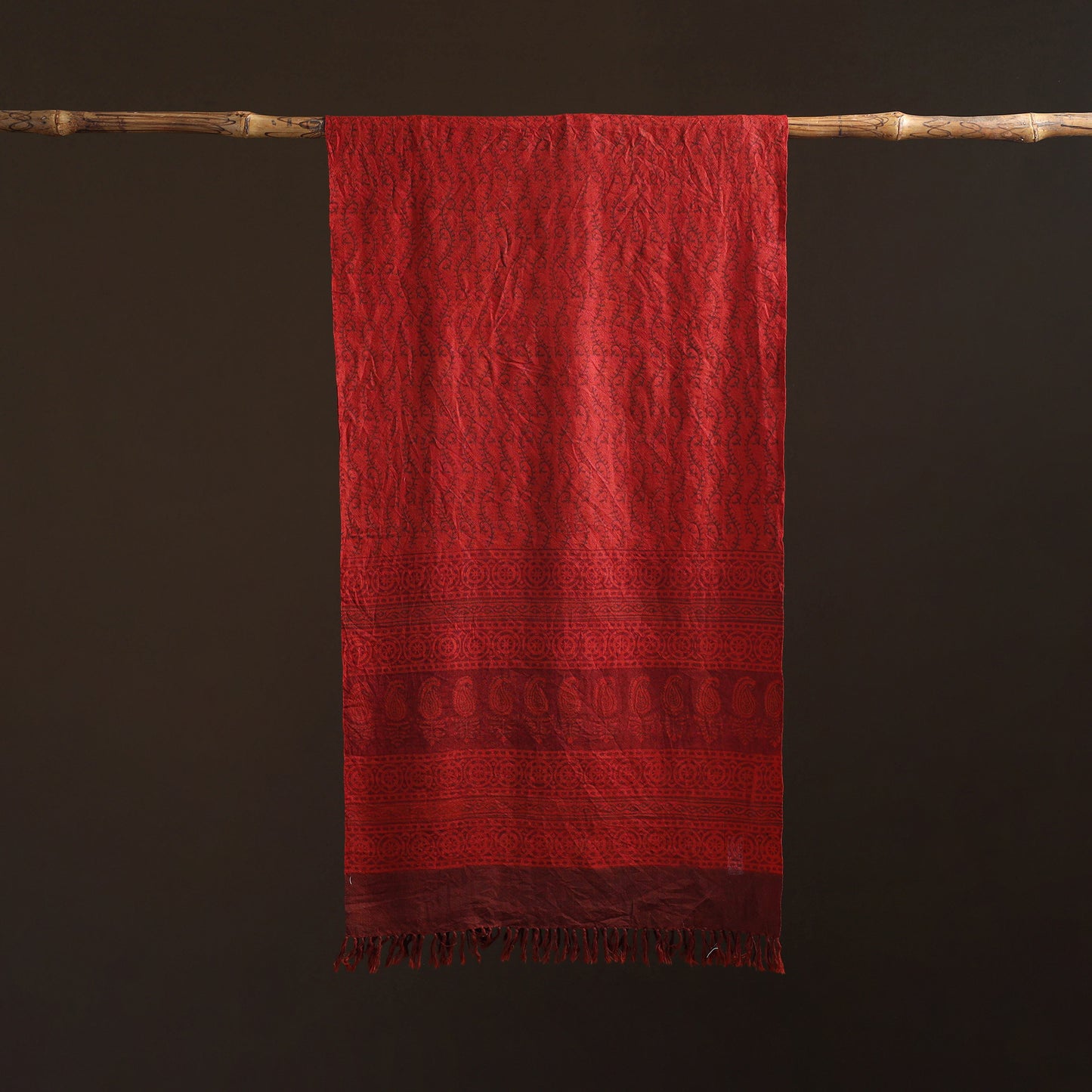 Handwoven Merino Wool Natural Dyed Bagh Hand Block Print Stole 25