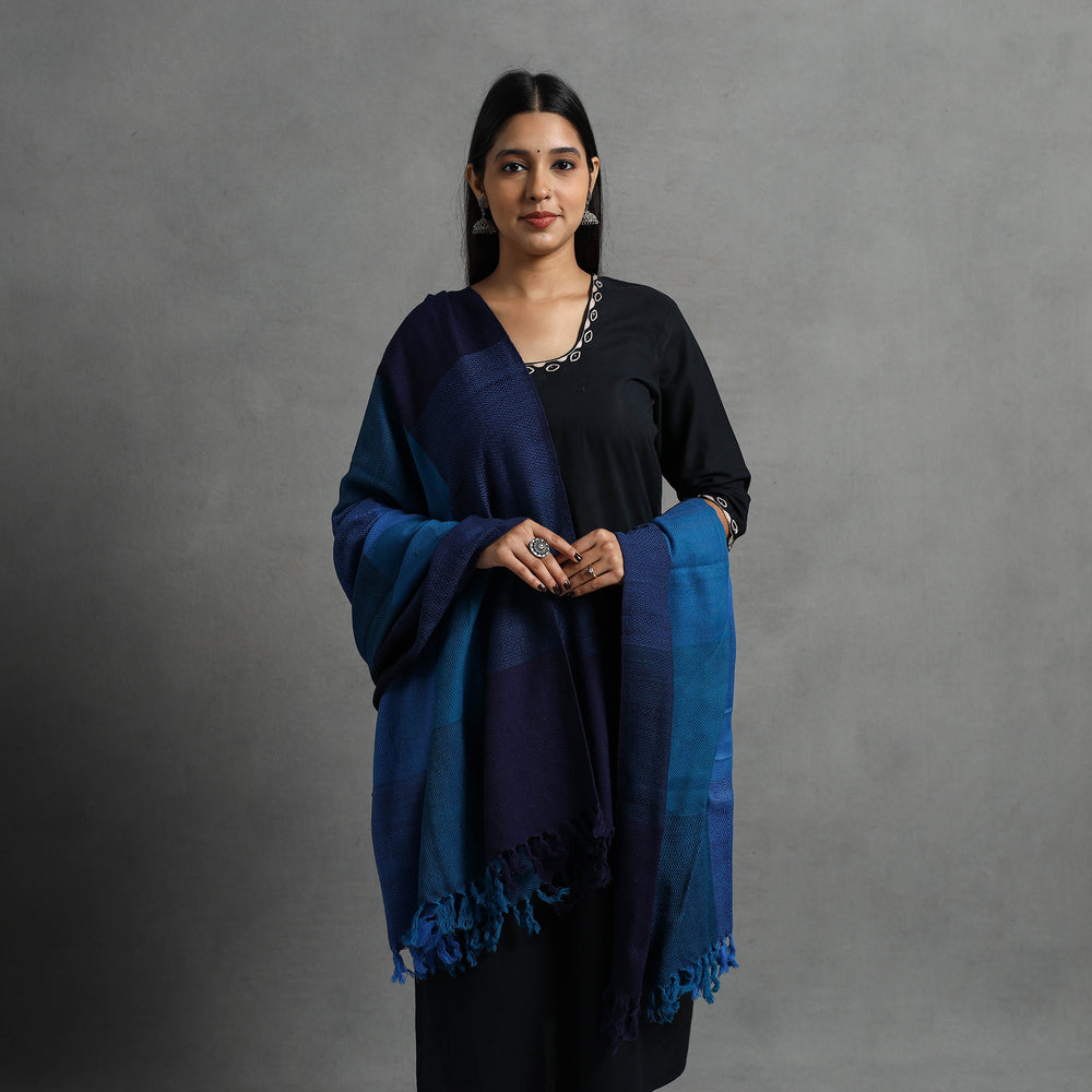 Blue - Kumaun Handwoven Pure Merino Wool Shawl for Women 88