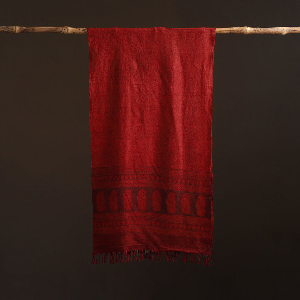 Handwoven Merino Wool Natural Dyed Bagh Hand Block Print Stole 23
