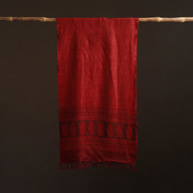 Handwoven Merino Wool Natural Dyed Bagh Hand Block Print Stole 23