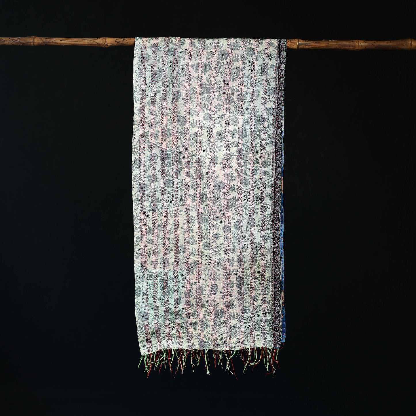 Bengal Kantha Handwork Patchwork Reversible Silk Stole 231