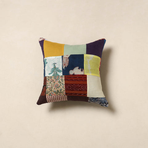 Multicolor - handcrafted cotton patchwork cushion cover 48