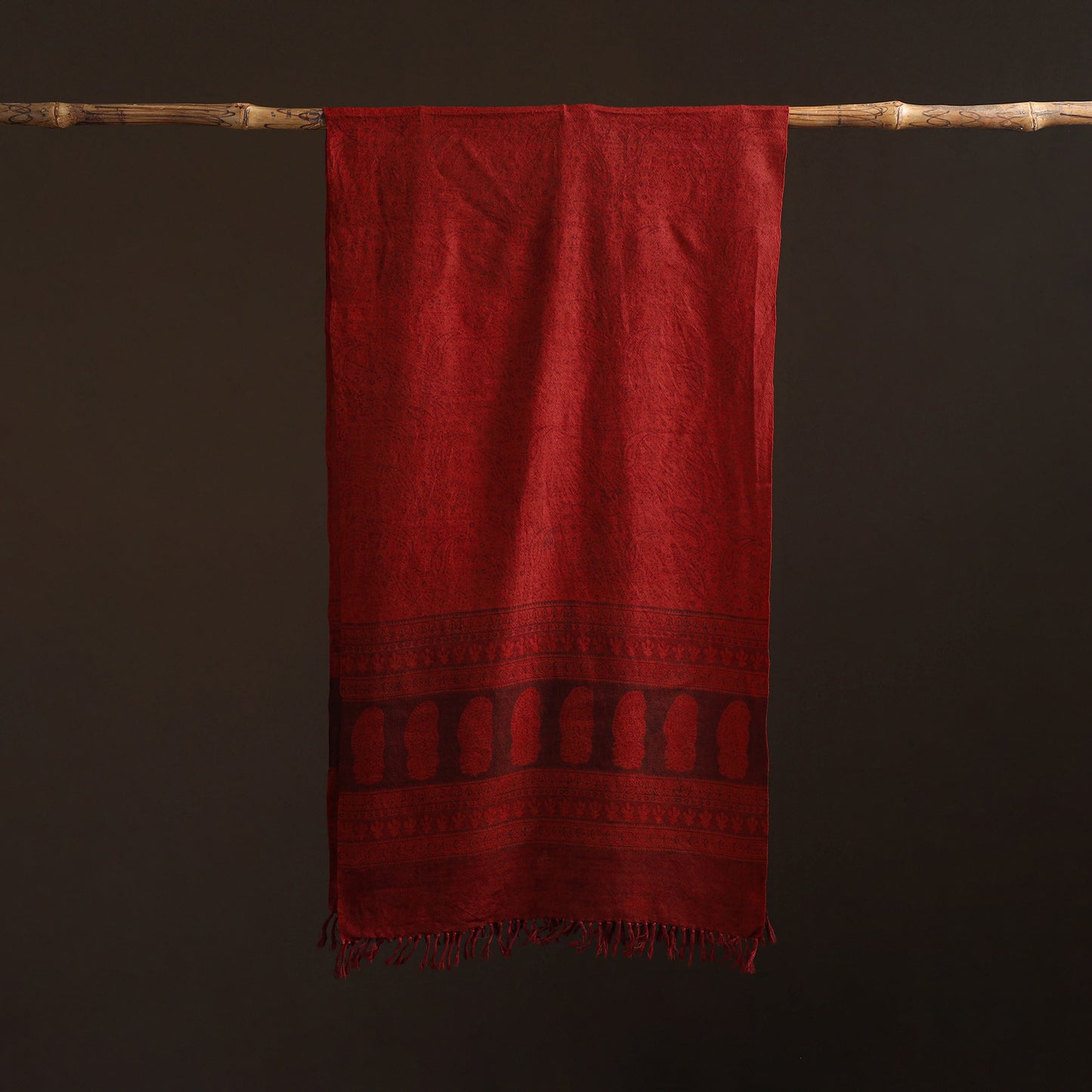 Handwoven Merino Wool Natural Dyed Bagh Hand Block Print Stole 22