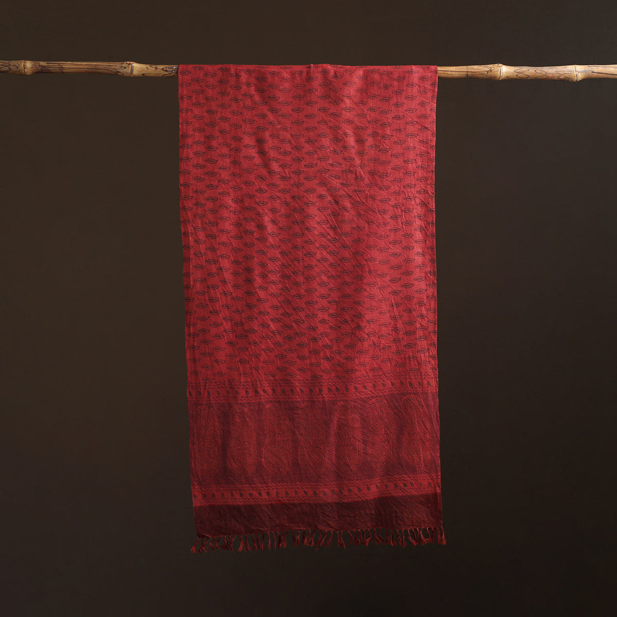 Handwoven Merino Wool Natural Dyed Bagh Hand Block Print Stole 20