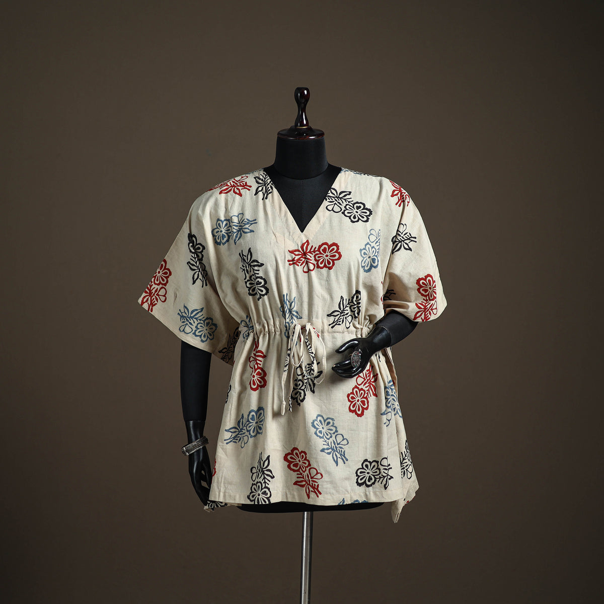 Ajrakh Hand Block Print Natural Dyed Cotton Short Kaftan 210