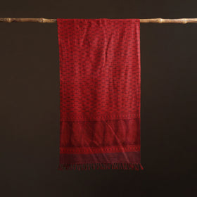 Handwoven Merino Wool Natural Dyed Bagh Hand Block Print Stole 21