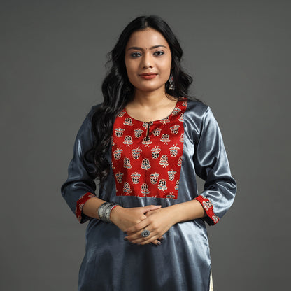 Plain Mashru Silk Kurta