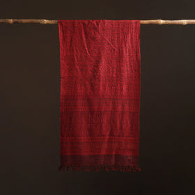 Handwoven Merino Wool Natural Dyed Bagh Hand Block Print Stole 19