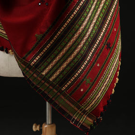 Kutch Handwoven Mirror Work Chomuk Buta Acrylic Wool Shawl 07