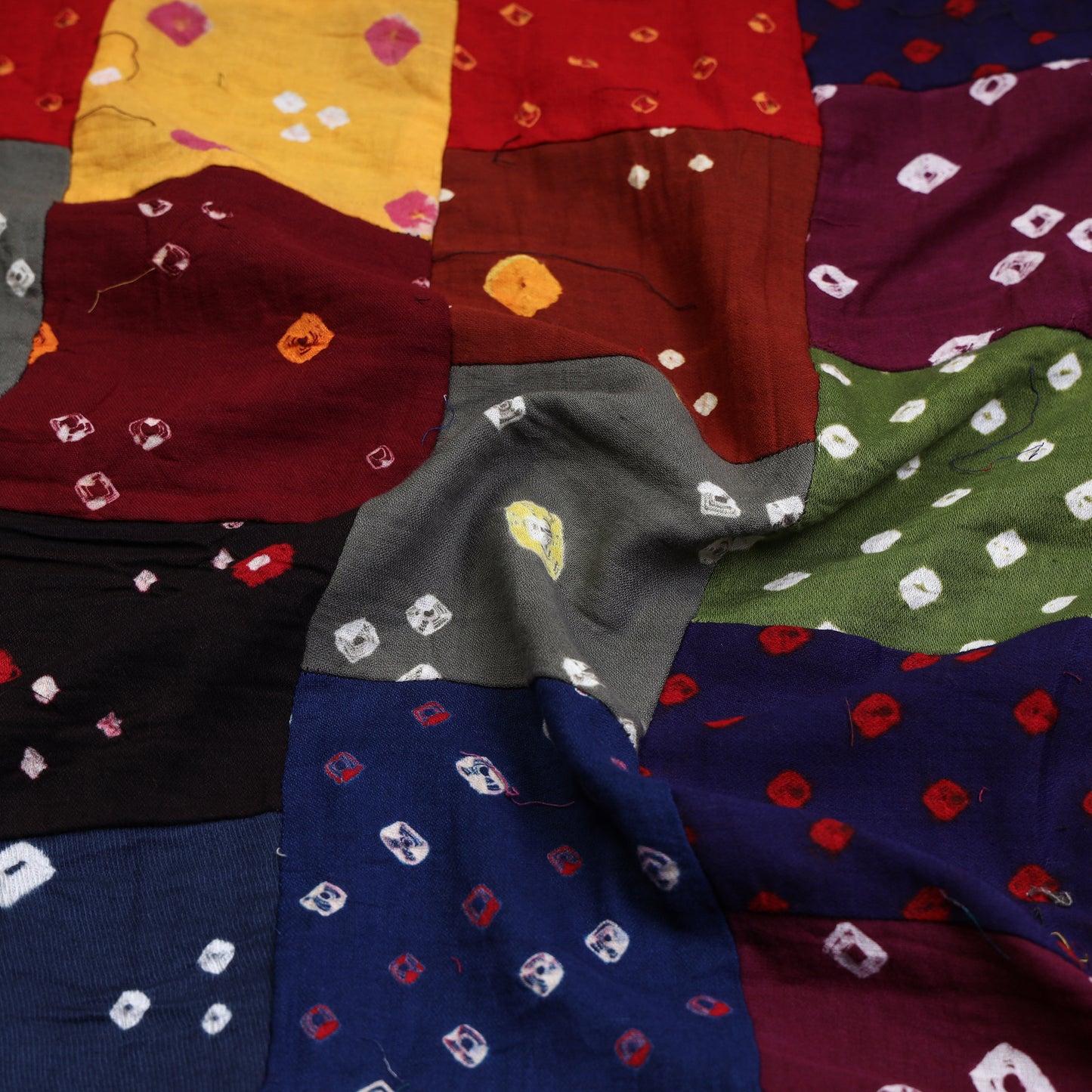 Multicolor - Bandhani Tie-Dye Patchwork Cotton Kurta Material - (2.5 meter) 11