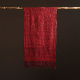 Handwoven Merino Wool Natural Dyed Bagh Hand Block Print Stole 17