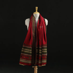 Kutch Handwoven Mirror Work Chomuk Buta Acrylic Wool Shawl 07
