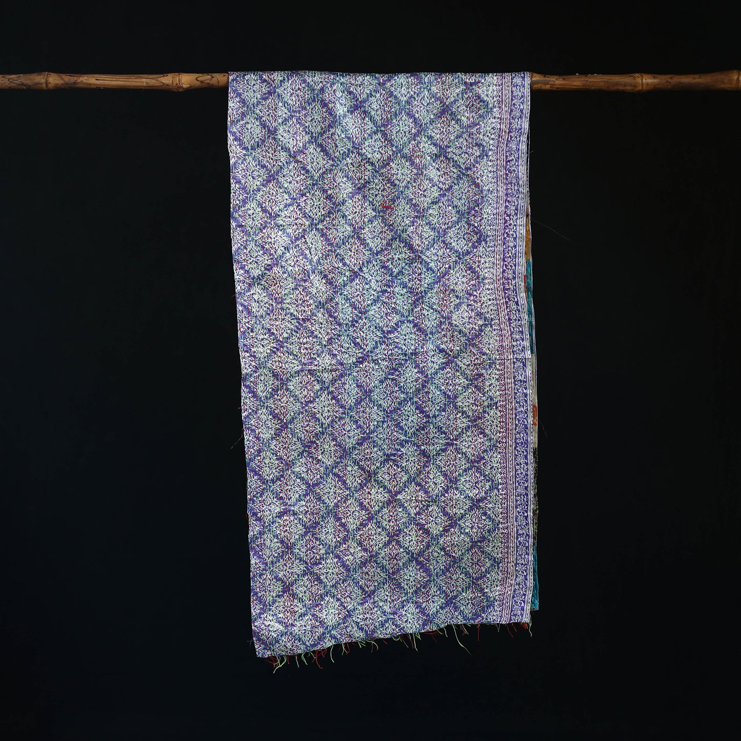 Bengal Kantha Handwork Patchwork Reversible Silk Stole 226