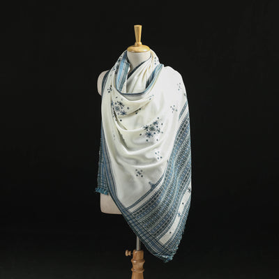 Kutch Handwoven Mirror Work Chomuk Buta Acrylic Wool Shawl 01