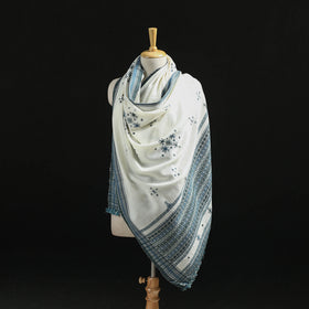 Kutch Handwoven Mirror Work Chomuk Buta Acrylic Wool Shawl 01