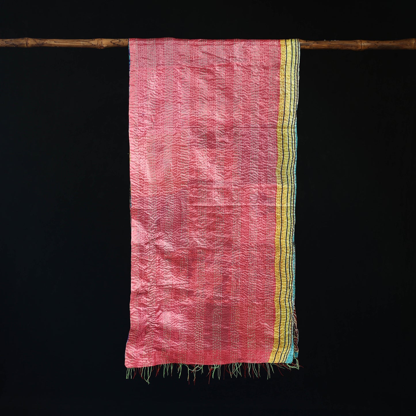 Bengal Kantha Handwork Patchwork Reversible Silk Stole 225