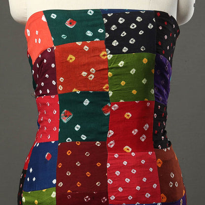 Multicolor - Bandhani Tie-Dye Patchwork Cotton Kurta Material - (2.45 meter) 14