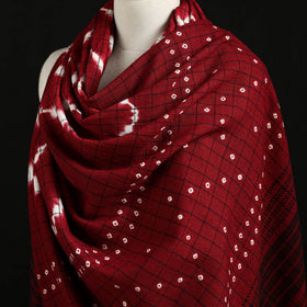 Kutch Handwoven Clamp Dyed Checks Bandhani Merino Wool Shawl 04