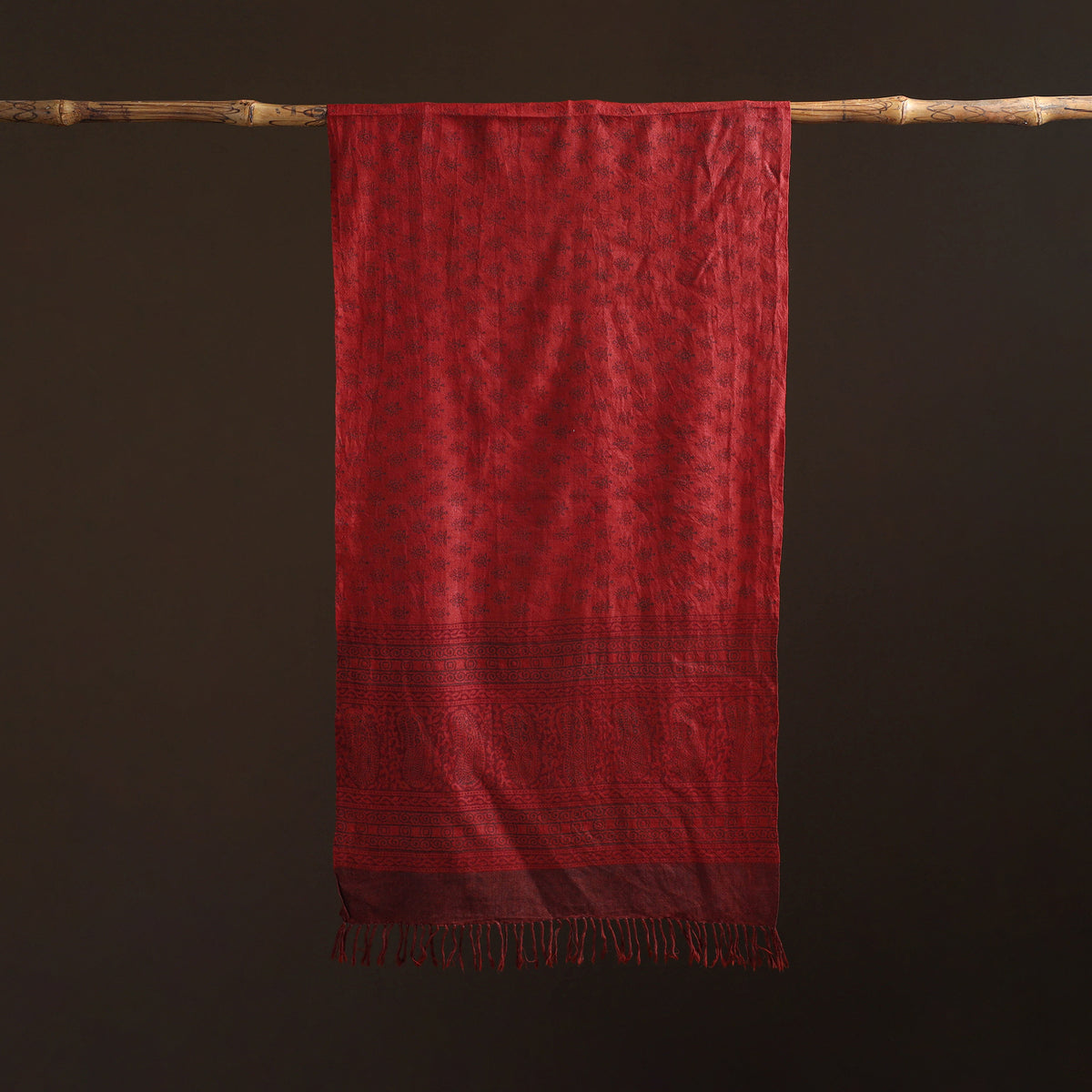 Handwoven Merino Wool Natural Dyed Bagh Hand Block Print Stole 15