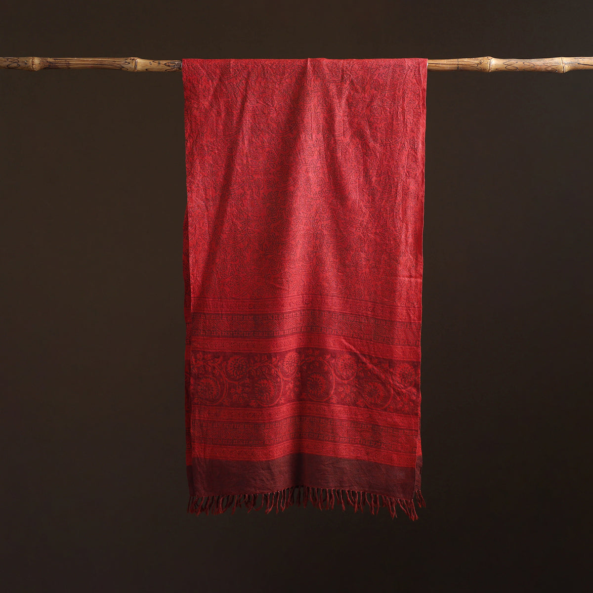 Handwoven Merino Wool Natural Dyed Bagh Hand Block Print Stole 13