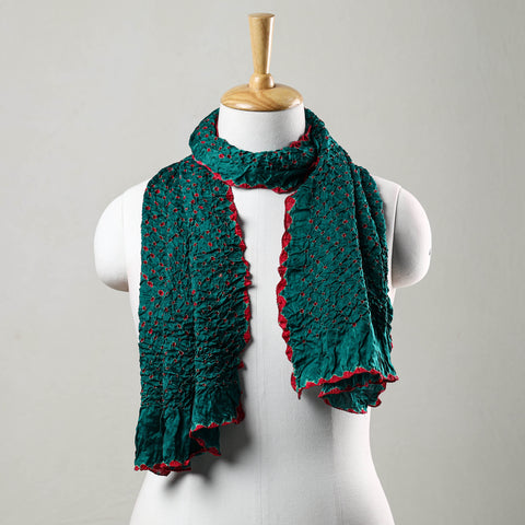 Green - Kutch Bandhani Tie-Dye Modal Silk Stole 02