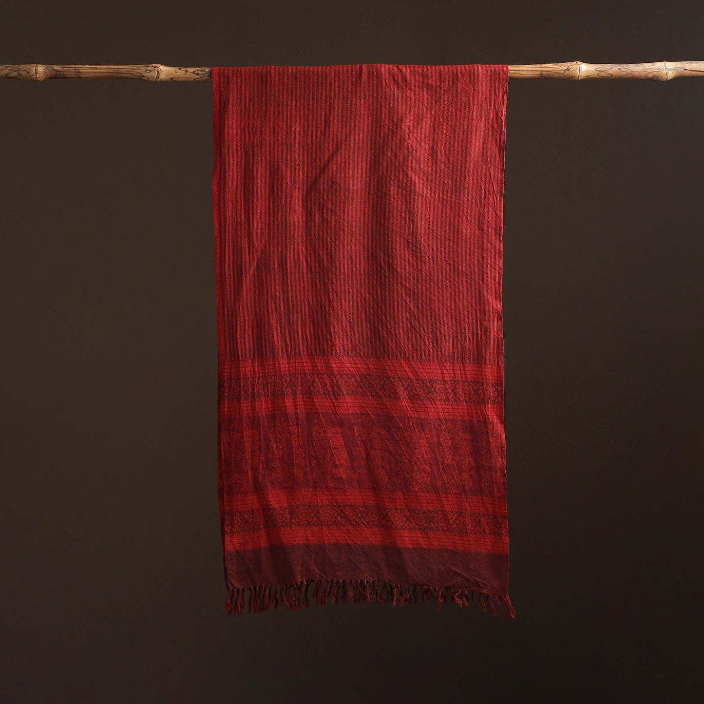 Handwoven Merino Wool Natural Dyed Bagh Hand Block Print Stole 11
