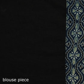Ajrakh Hand Block Print Tagai & Mirror Patchwork Pure Mul Cotton Saree 11