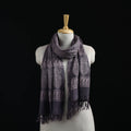 Handwoven Merino Wool Natural Dyed Hand Block Bagh Print Stole 01