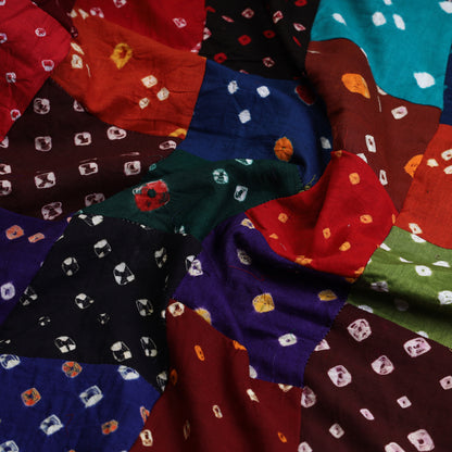 Multicolor - Bandhani Tie-Dye Patchwork Cotton Kurta Material - (2.5 meter) 15