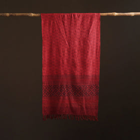 Handwoven Merino Wool Natural Dyed Bagh Hand Block Print Stole 09