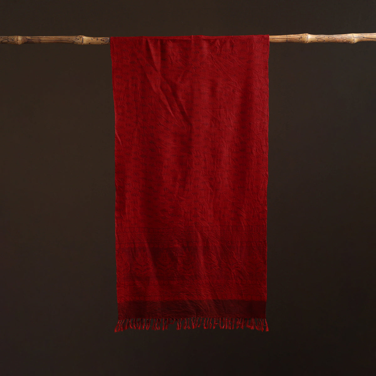 Handwoven Merino Wool Natural Dyed Bagh Hand Block Print Stole 08