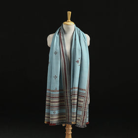 Kutch Handwoven Mirror Work Chomuk Buta Acrylic Wool Shawl 03