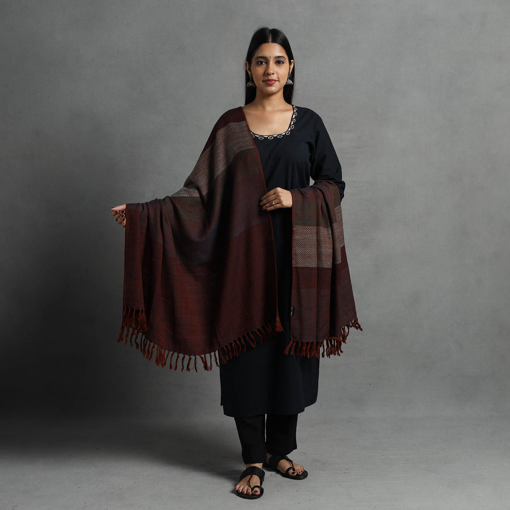 Brown - Kumaun Handwoven Pure Merino Wool Shawl for Women 91