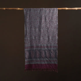 Handwoven Merino Wool Natural Dyed Bagh Hand Block Print Stole 07