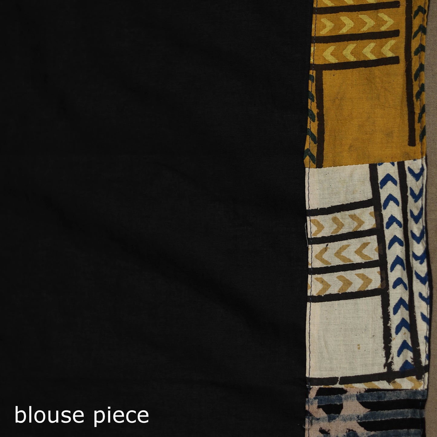Ajrakh Hand Block Print Patchwork Pure Mul Cotton Saree 12