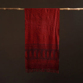 Handwoven Merino Wool Natural Dyed Bagh Hand Block Print Stole 06