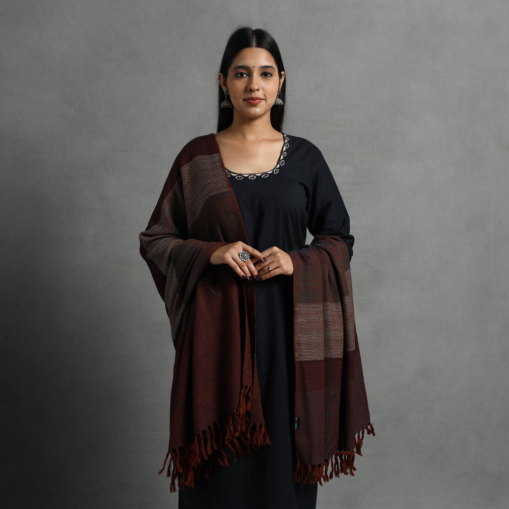 Brown - Kumaun Handwoven Pure Merino Wool Shawl for Women 91