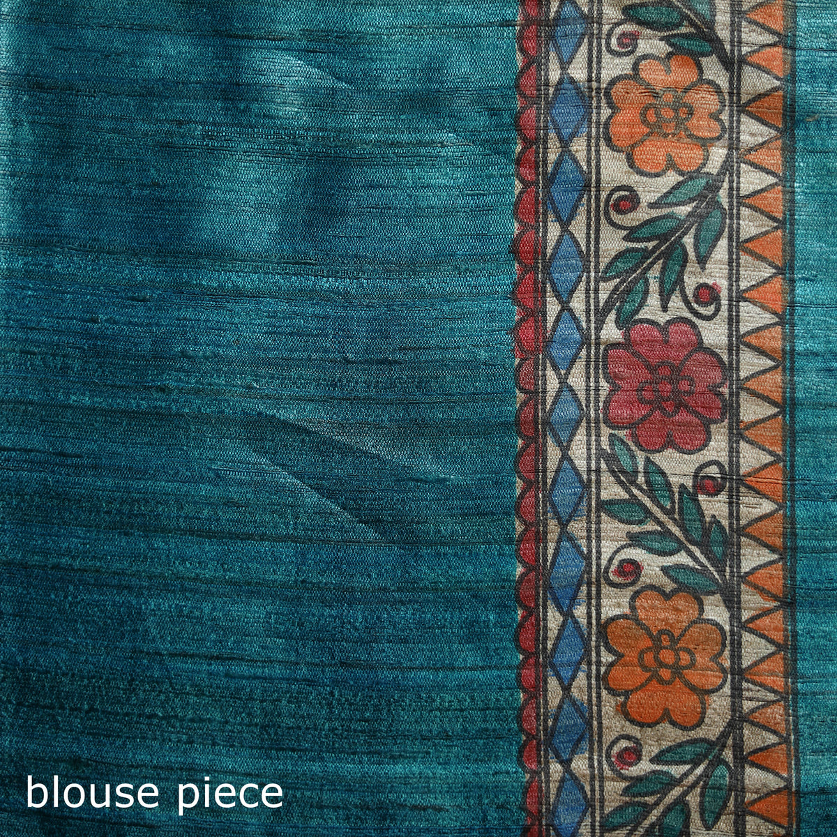 Blue - Madhubani Handpainted Pure Ghicha Tussar Silk Handloom Saree 02