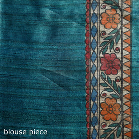 Blue - Madhubani Handpainted Pure Ghicha Tussar Silk Handloom Saree 02