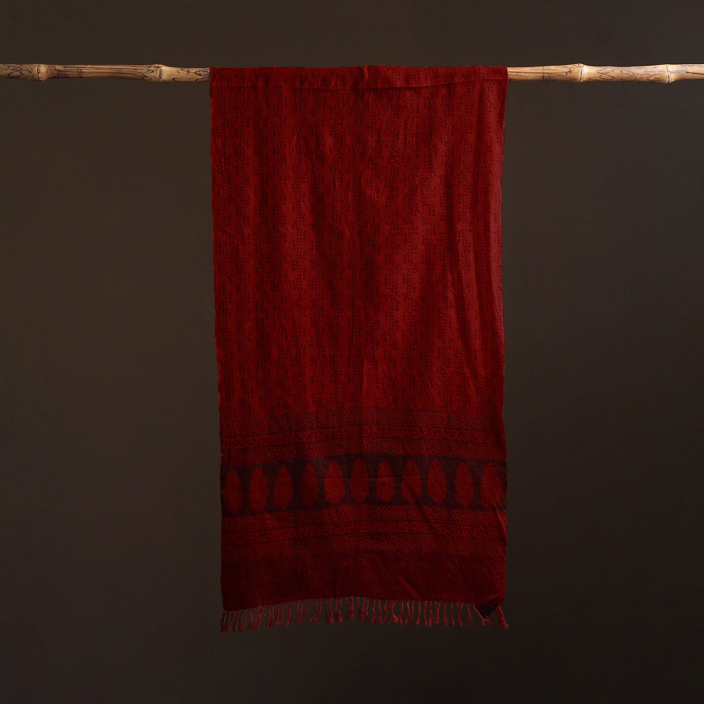 Handwoven Merino Wool Natural Dyed Bagh Hand Block Print Stole 05