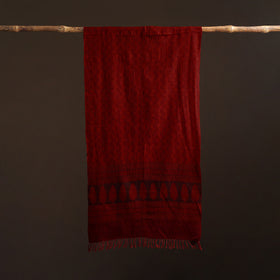 Handwoven Merino Wool Natural Dyed Bagh Hand Block Print Stole 05