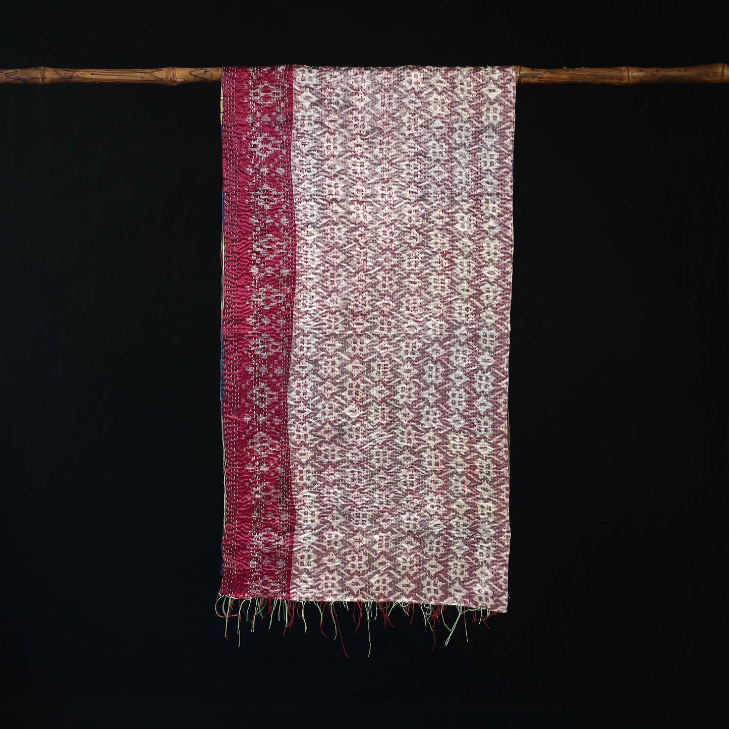 Bengal Kantha Handwork Patchwork Reversible Silk Stole 214