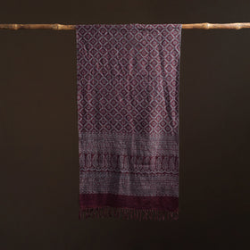 Handwoven Merino Wool Natural Dyed Bagh Hand Block Print Stole 04