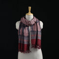 Handwoven Merino Wool Natural Dyed Hand Block Bagh Print Stole 04