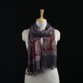 Handwoven Merino Wool Natural Dyed Hand Block Bagh Print Stole 07