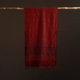 Handwoven Merino Wool Natural Dyed Bagh Hand Block Print Stole 02